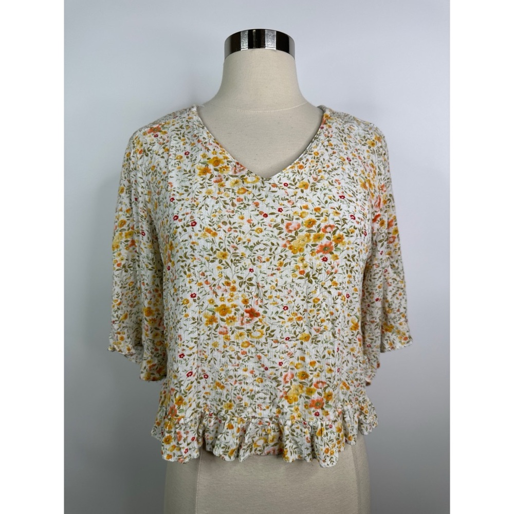Cynthia Rowley fairy floral half sleeve bohemian Multicolor Blouse - Picture 1 of 11